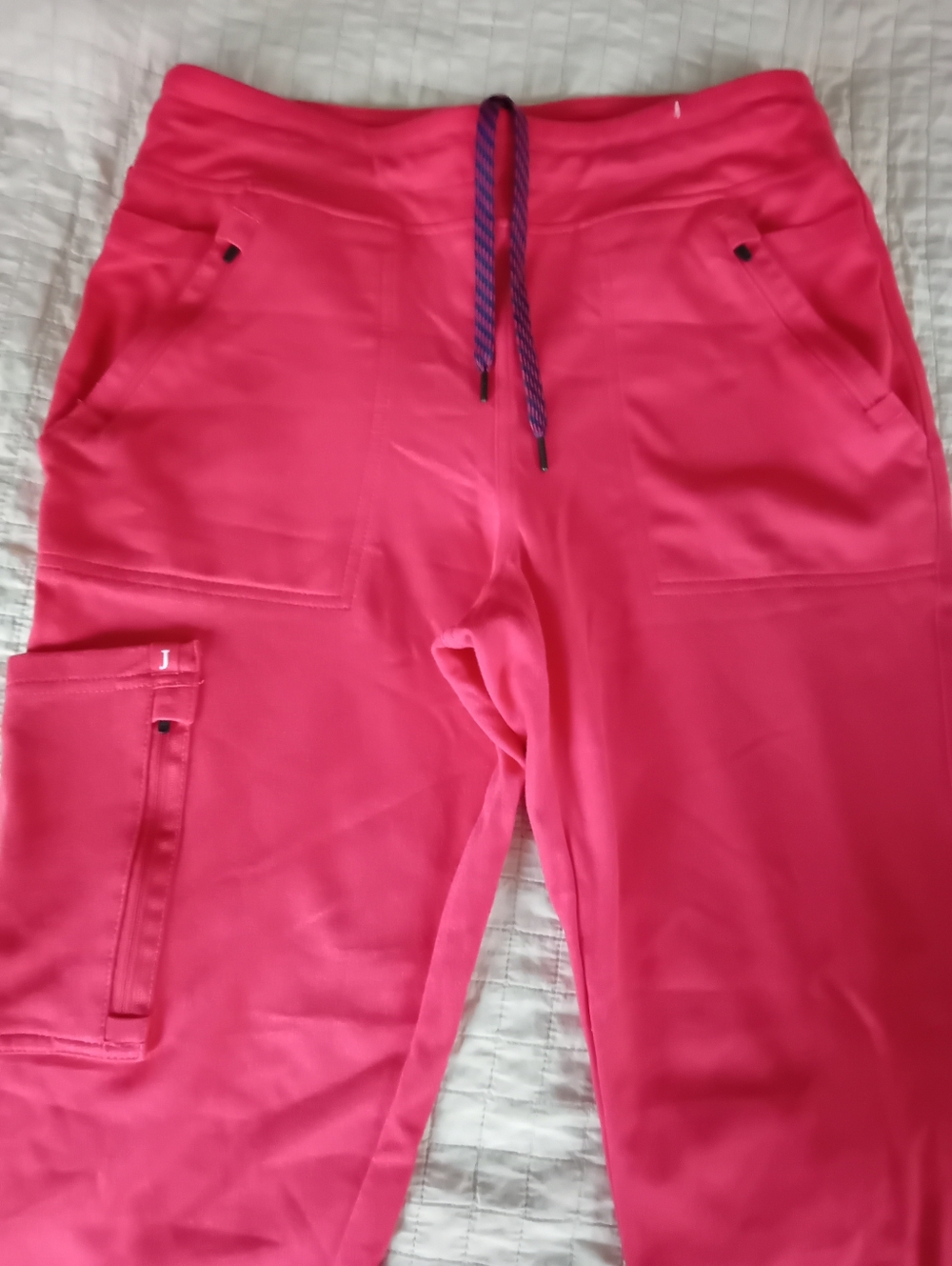 JAANUU Coral Pink Drawstring Women's  Scrub Pants Nurse Joggers
